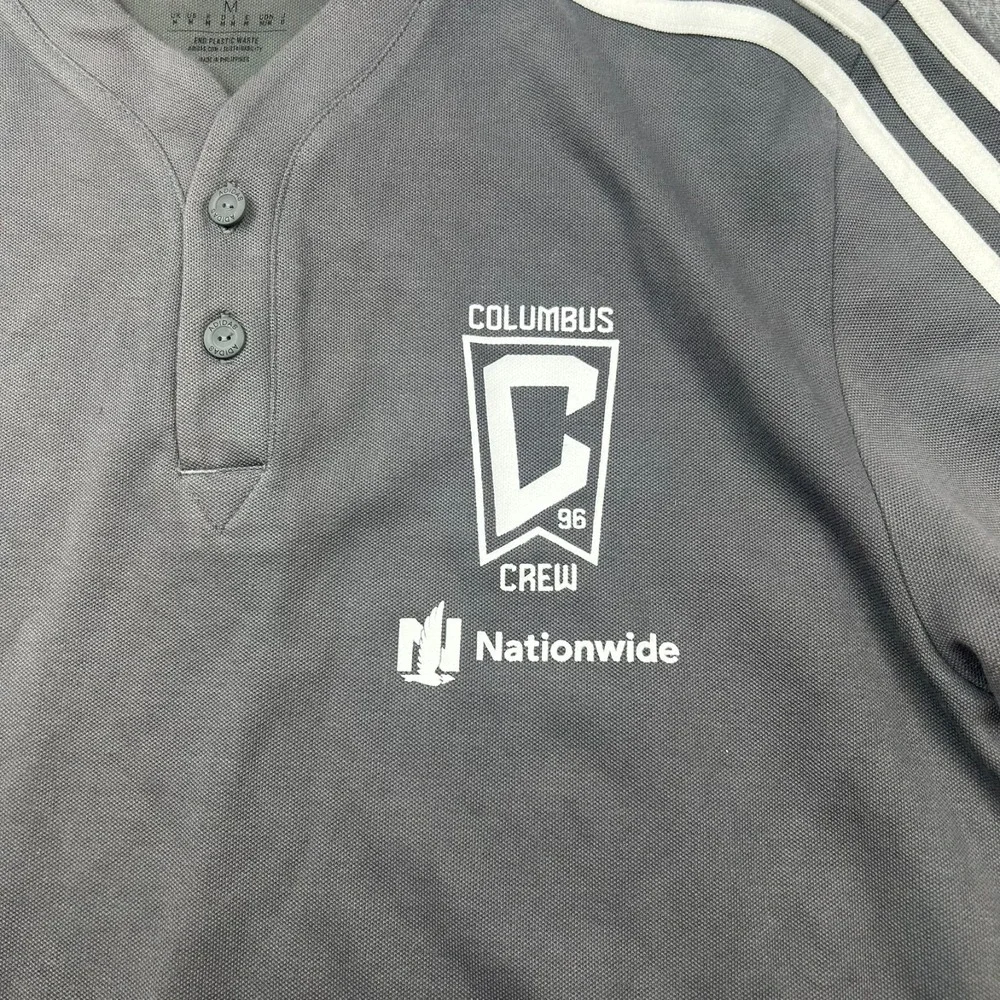 Adidas Aeroready Columbus Crew‎ Soccer Short Sleeve Polo Shirt Mens Medium Gray